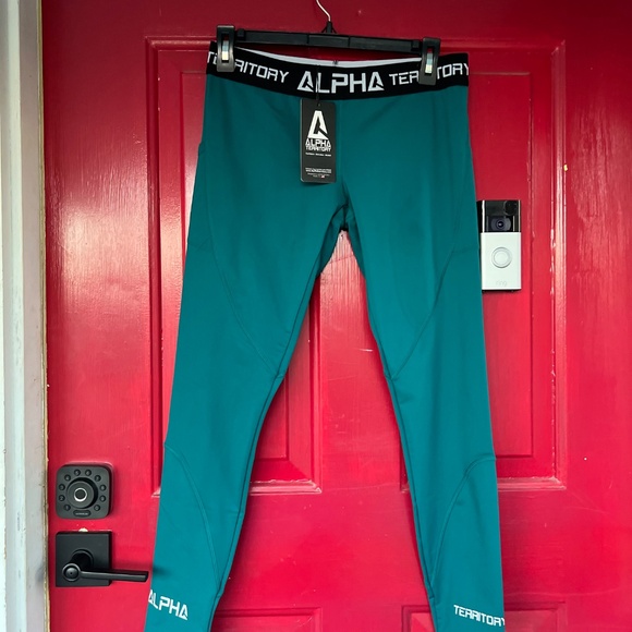 Alpha Territory Women's Workout Yoga Pants Large Blue/Green NWT Spandex - Picture 5 of 7